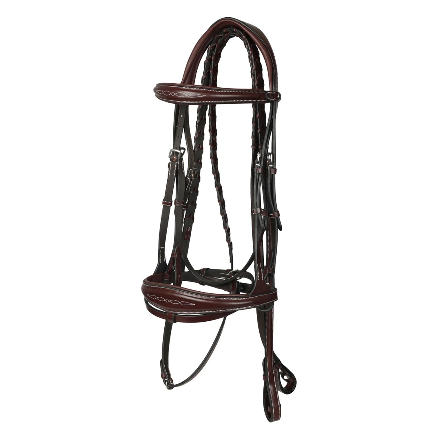 Henri de rivel Jamaika Pro Anatomical Fancy Raised Wide Flash Noseband Bridle with Raised laced reins-Australian Nut