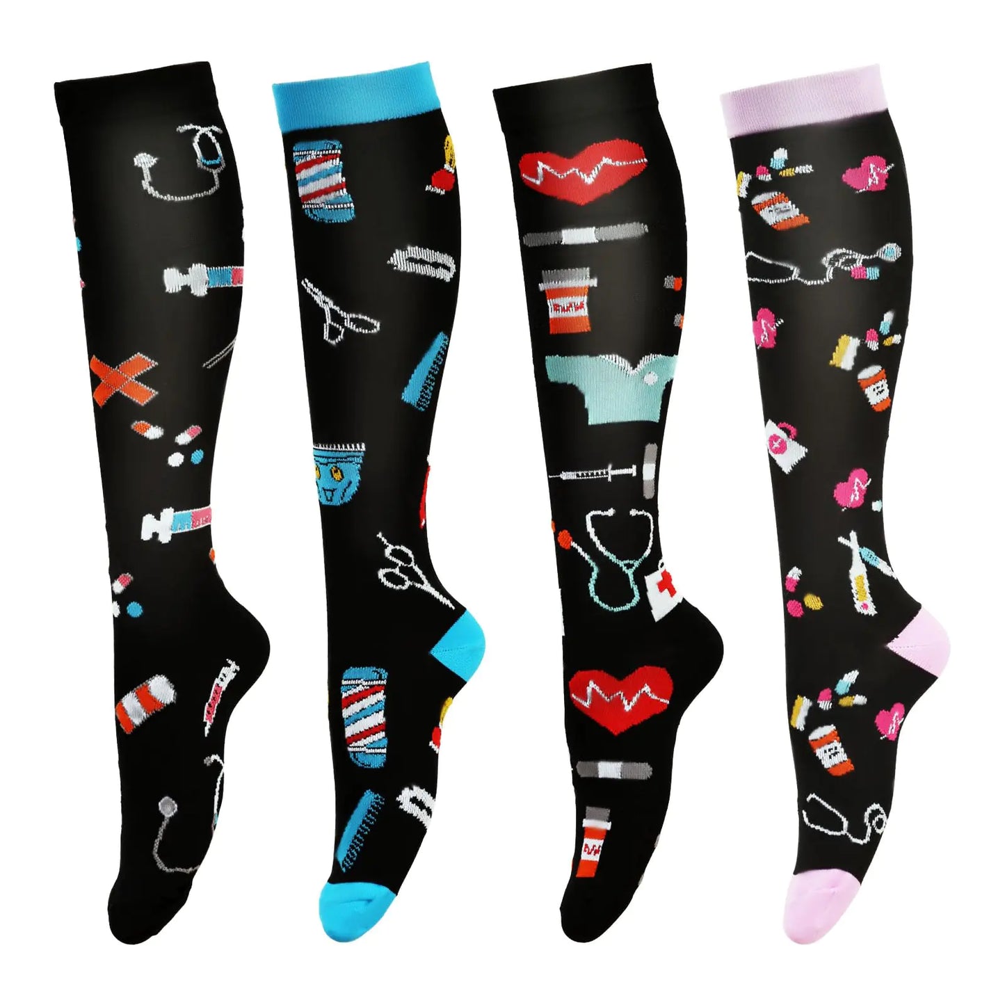 LEOSTEP Compression Socks for Women & Men Circulation Long Stockings Support for Nurses Pregnant Hiking Riding Running