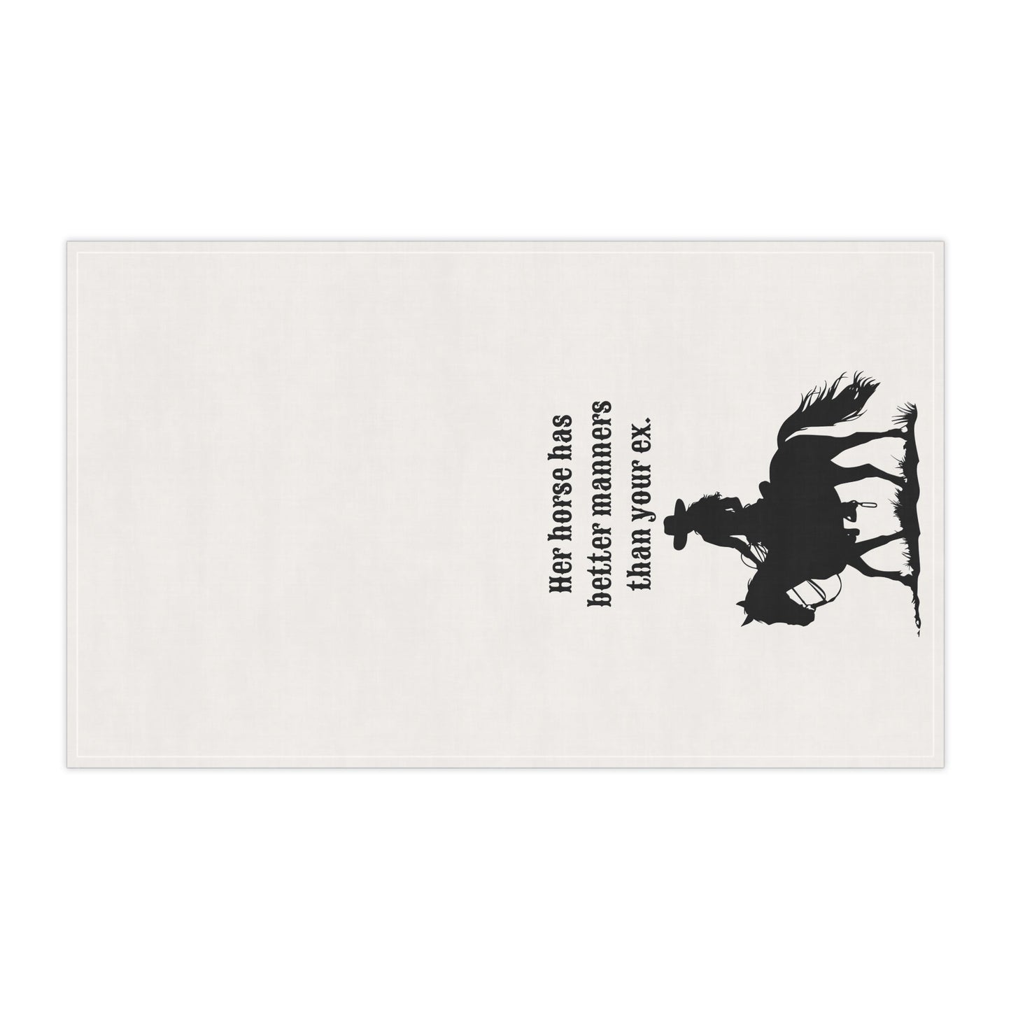 Funny Horse Tea Towel, "Her Horse has better manners than your ex" Sassy tea towel to spice up your Kitchen or Bar Decor, Horse Lover Gift, Housewarming Gift