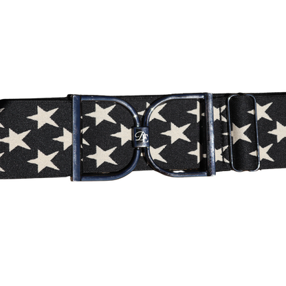 Snaffle Comfort Fit Belt - Black with Cream Stars (2" wide)