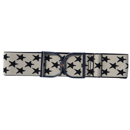 Snaffle Comfort Fit Belt - Cream with Black Stars (2" wide)