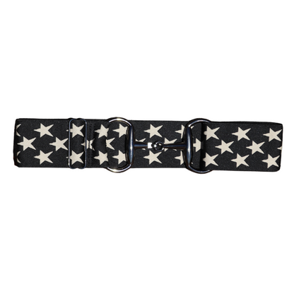 Snaffle Comfort Fit Belt - Black with Cream Stars (2" wide)