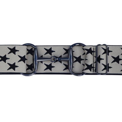 Snaffle Comfort Fit Belt - Cream with Black Stars (2" wide)