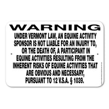 Equine Liability Signs U - W