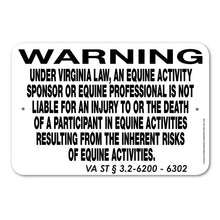 Equine Liability Signs U - W
