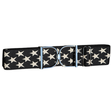 Snaffle Comfort Fit Belt - Black with Cream Stars (2" wide)