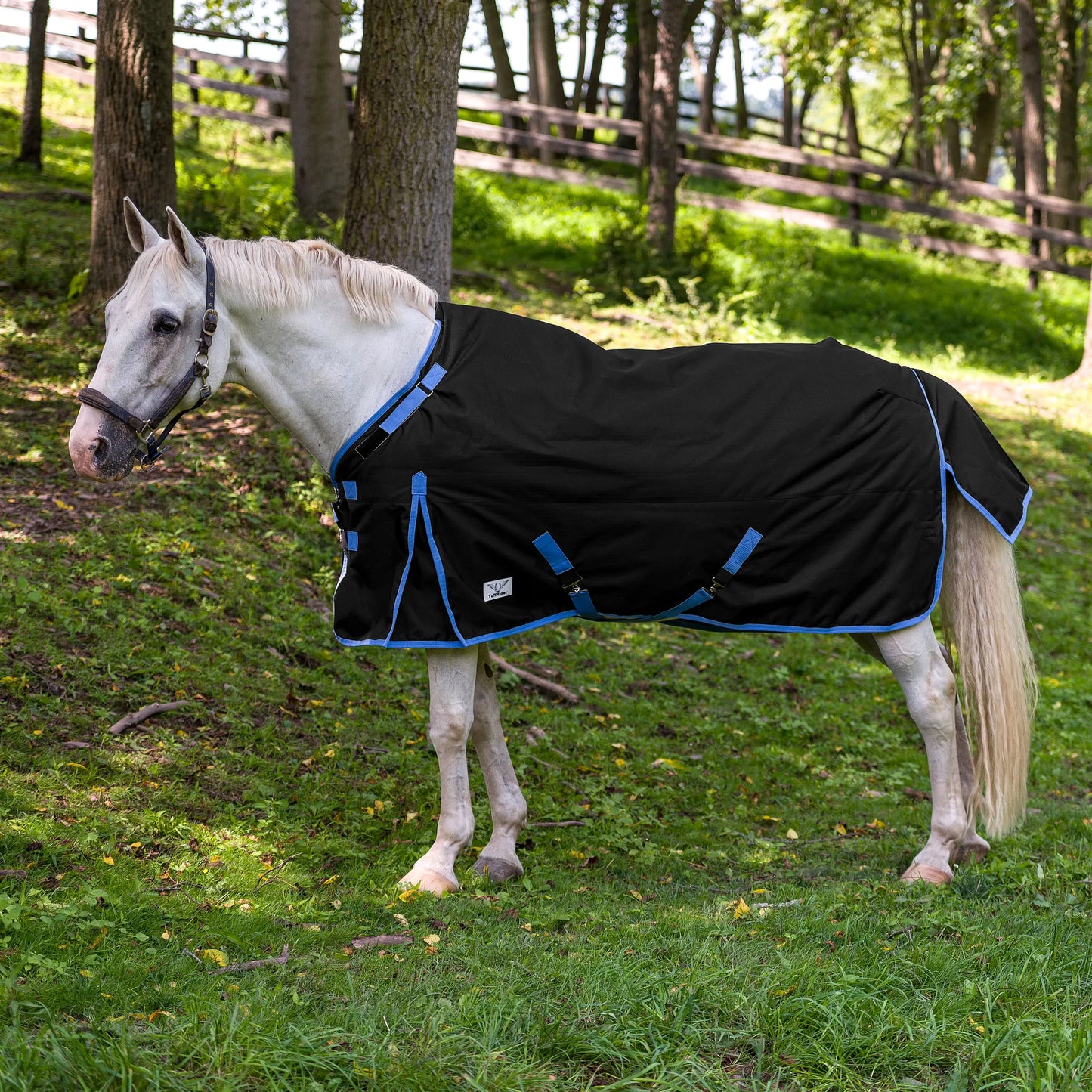 TuffRider Comfy-Fit Medium Weight Standard Neck Turnout Blanket w/ Adjustable Neck Opening- 1200D, 200 GSM