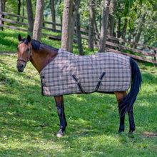 TuffRider Comfy Standard Neck Medium Weight Stable Blanket- 1200D, 200 GSM- Beige and Black Plaid