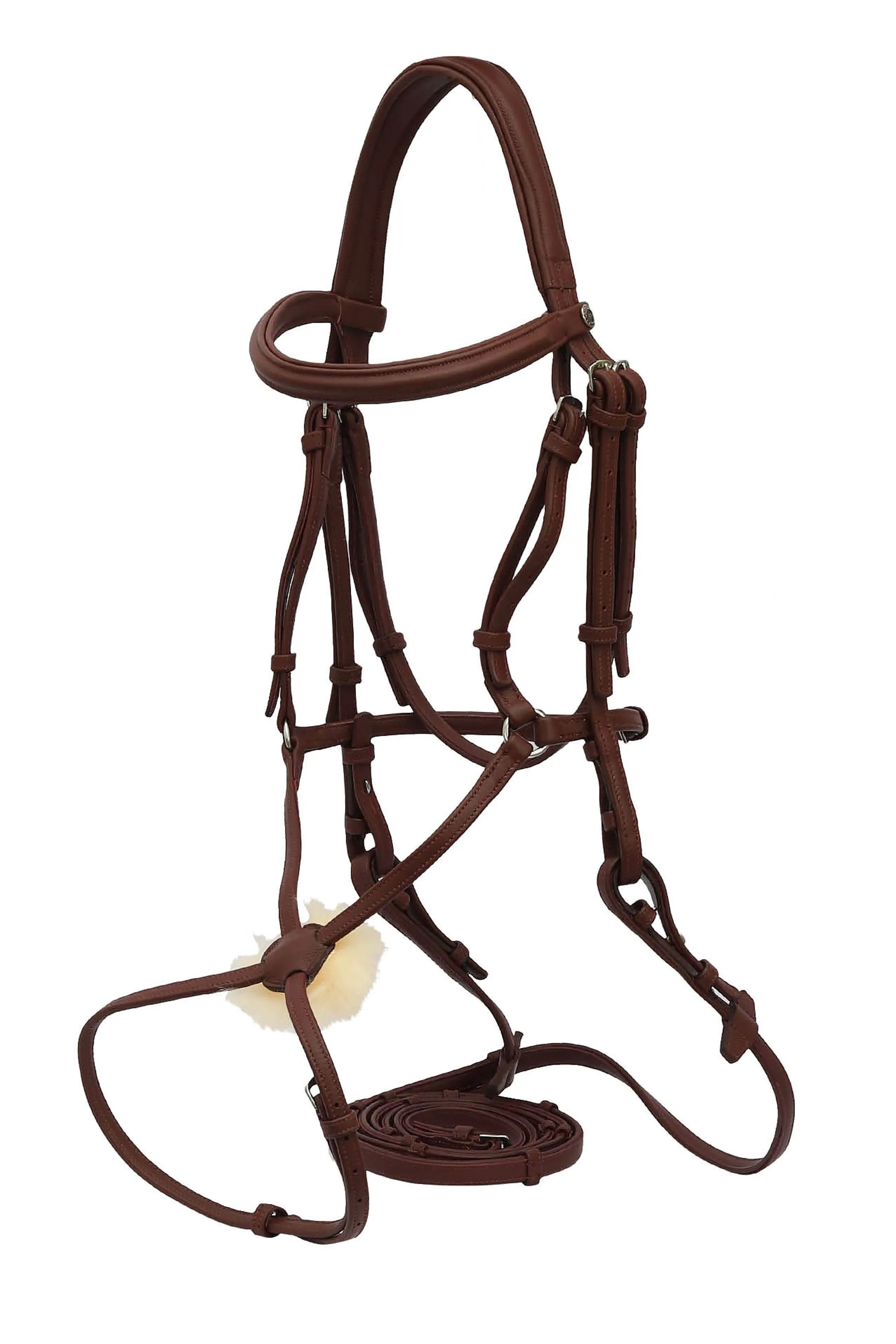 Henri de Rivel Kushy Plain Raised Figure Eight Noseband Bridle - Australian Nut