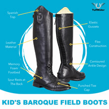 TuffRider Kids Baroque Leather Back Zipper Field Boots - Color: Black | Pack Of: 1
