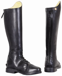 TuffRider Women Leather Back Zipper Short Baroque Field Boots - Color: Black