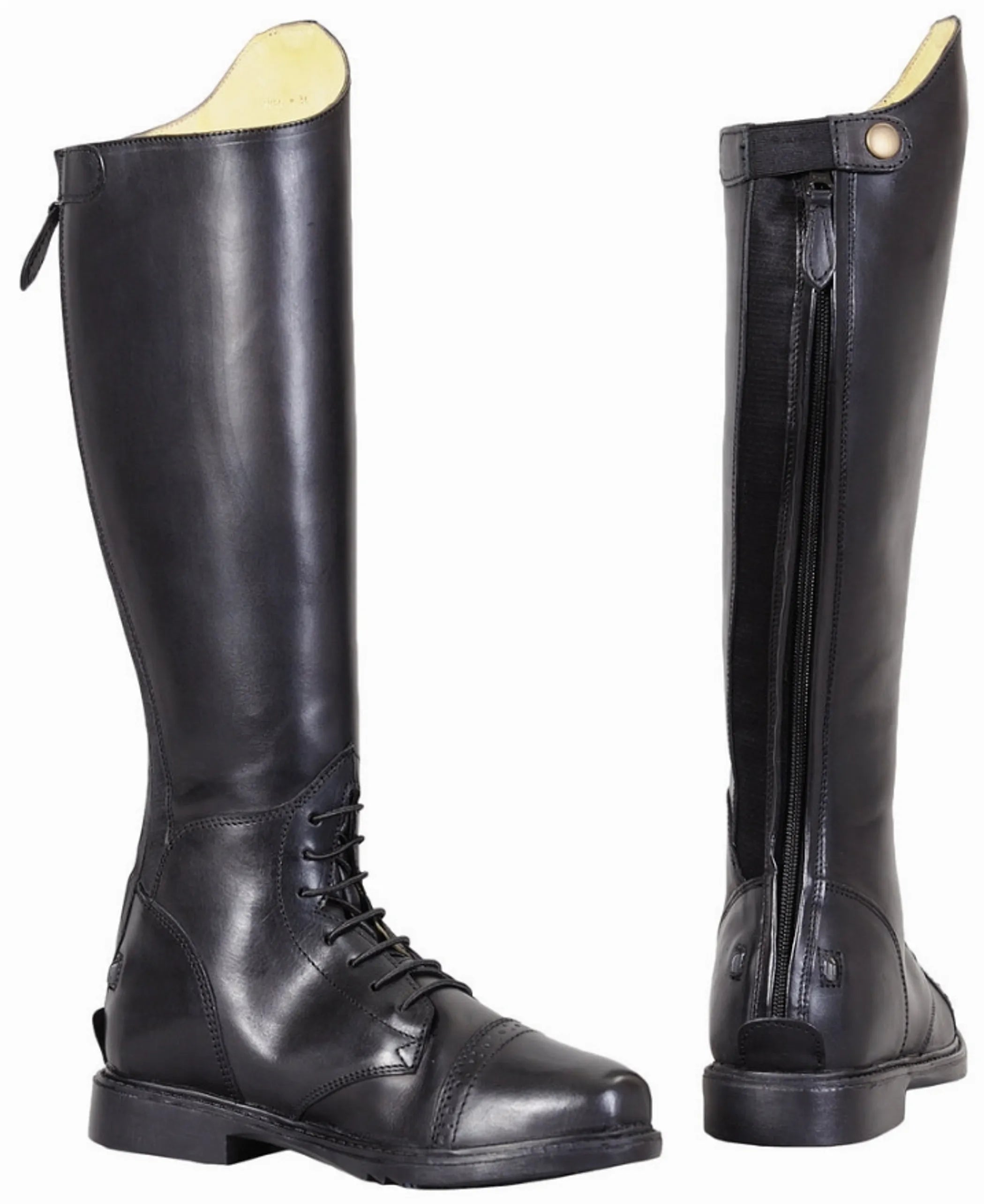 TuffRider Women Leather Back Zipper Short Baroque Field Boots - Color: Black