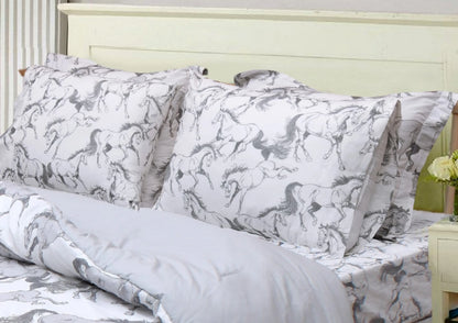 AWST Int'l "Lila" Elegant Horse Sheet Set- White w/ Gray