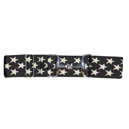 Snaffle Comfort Fit Belt - Black with Cream Stars (2" wide)