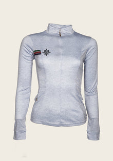 Espoir Lumiere Eternal Collection Melange Grey Quarter Zip Sun Shirt SHORT SLEEVE