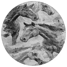 8' Gray And Silver Round Horse Washable Indoor Outdoor Area Rug