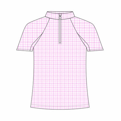 JPC Equestrian - Dapplebay Kids Pink Gingham 1/4 Zip - Short Sleeve