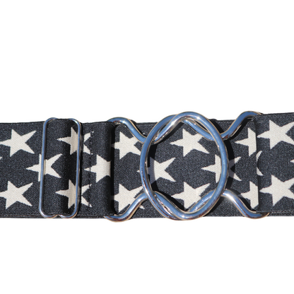Snaffle Comfort Fit Belt - Black with Cream Stars (2" wide)
