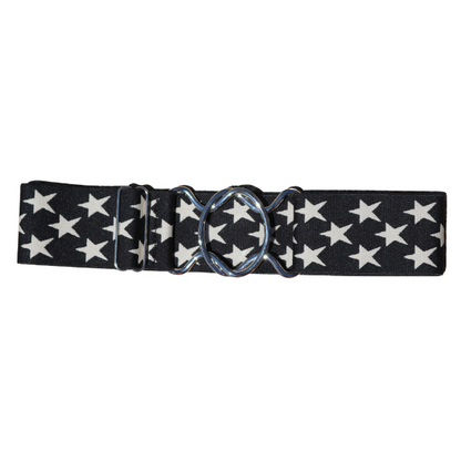 Snaffle Comfort Fit Belt - Black with Cream Stars (2" wide)