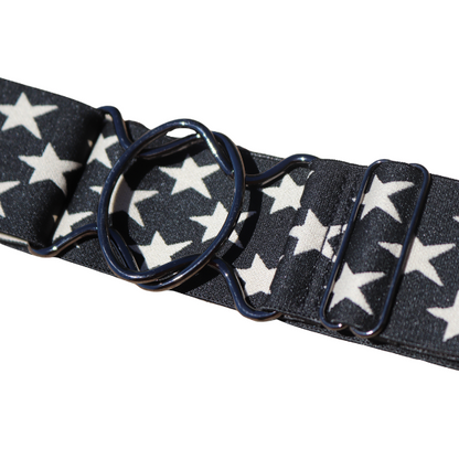 Snaffle Comfort Fit Belt - Black with Cream Stars (2" wide)