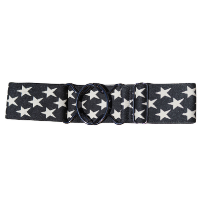 Snaffle Comfort Fit Belt - Black with Cream Stars (2" wide)
