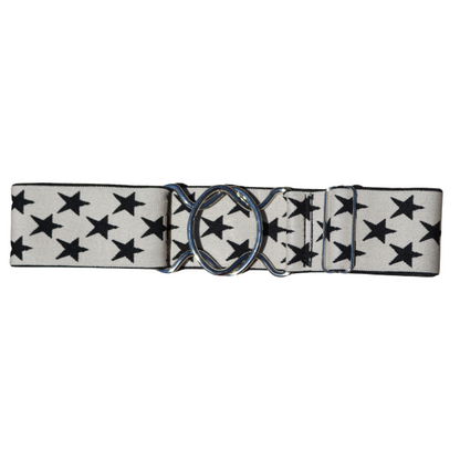 Snaffle Comfort Fit Belt - Cream with Black Stars (2" wide)