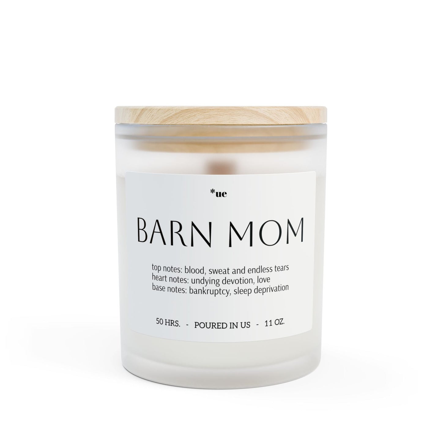 Frosted Glass Candle, 11oz - Barn Mom