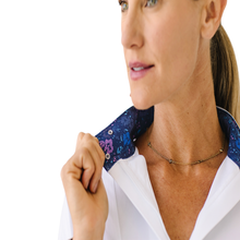 Bib Front Show Shirt - White Navy Mosaic Floral