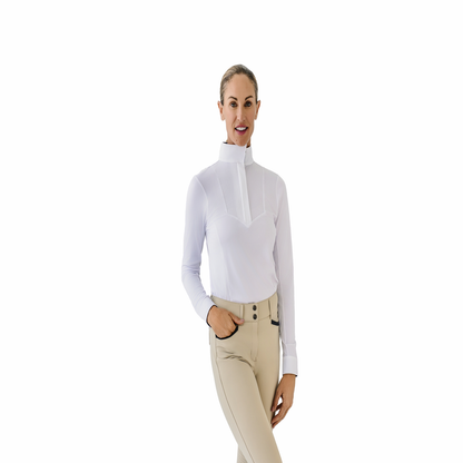 Bib Front Show Shirt - White Navy Mosaic Floral