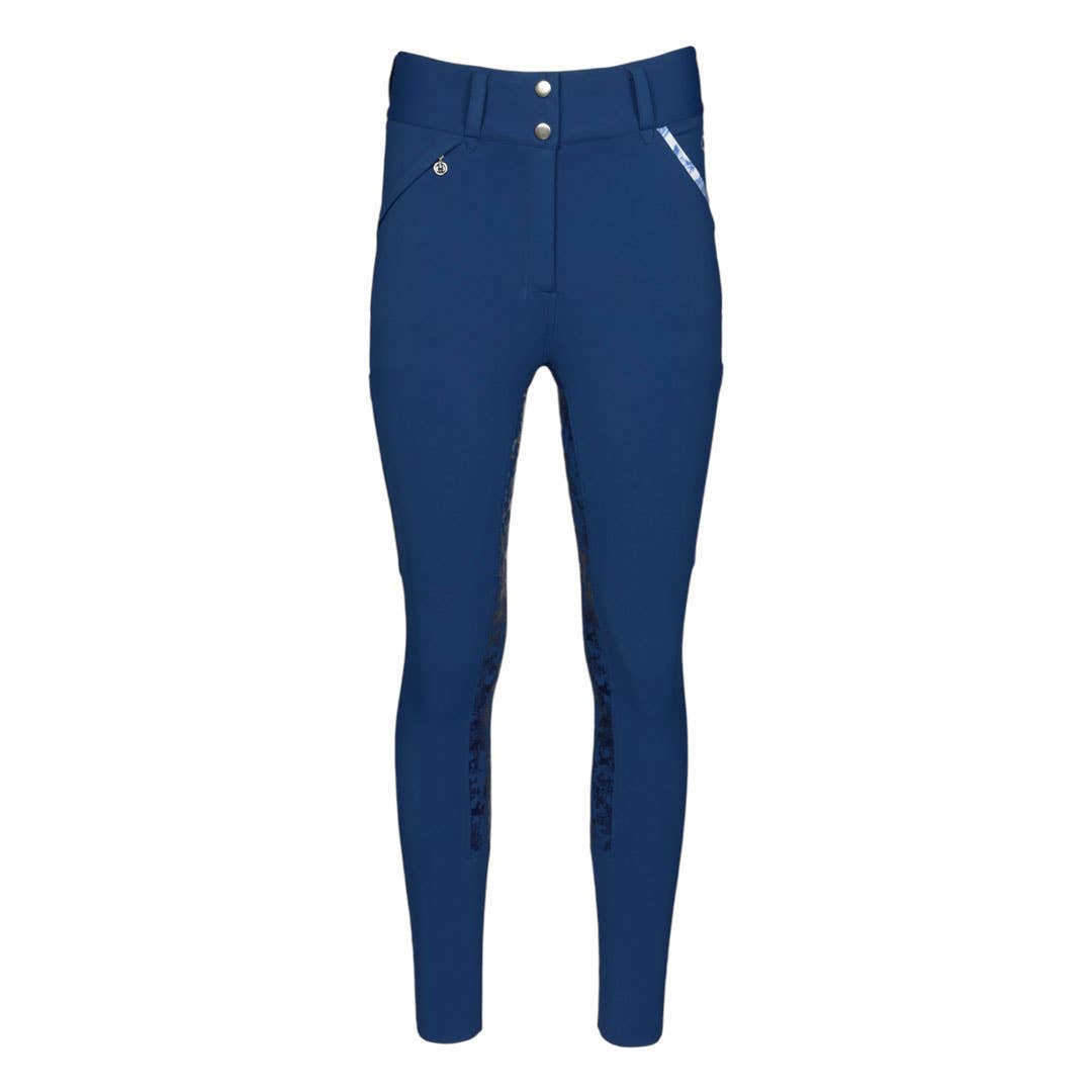 Dapplebay Equestrian Toile Hybrid Silicone Full Seat Breeches-Bright Navy