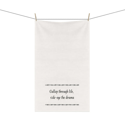 "Gallop through Life, side-eye the drama" Horse-tastic Tea/bar Towels with Inspiring Quotes, Kitchen Decor, Gift for Horse Lovers, Unique Home Accessories, Perfect for Housewarming