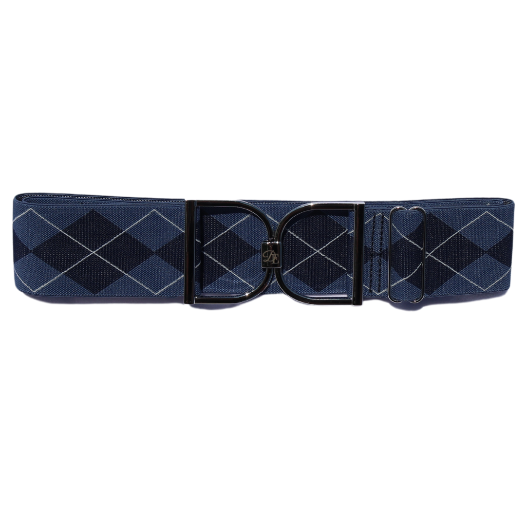 Comfort Fit Belt - Blue Argyle