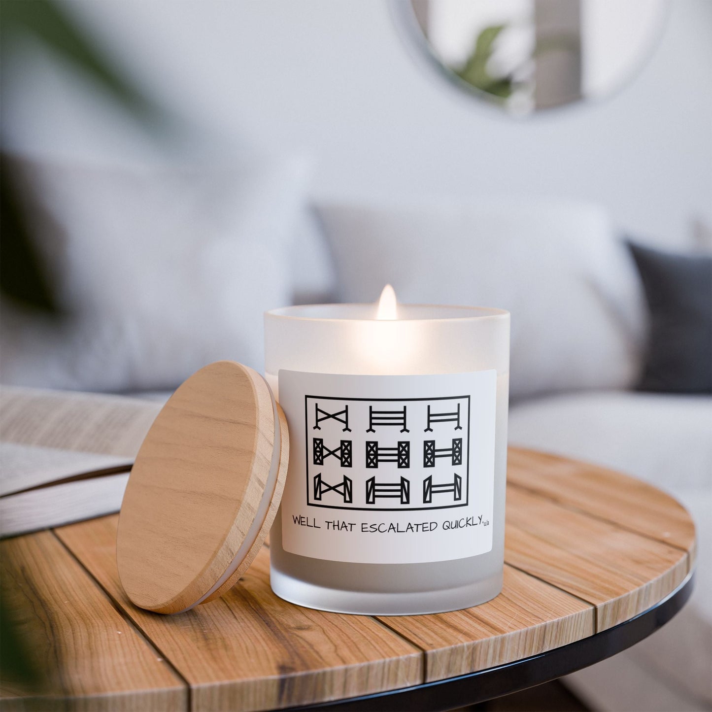 Frosted Glass Candle, 11oz - Escalated Quickly