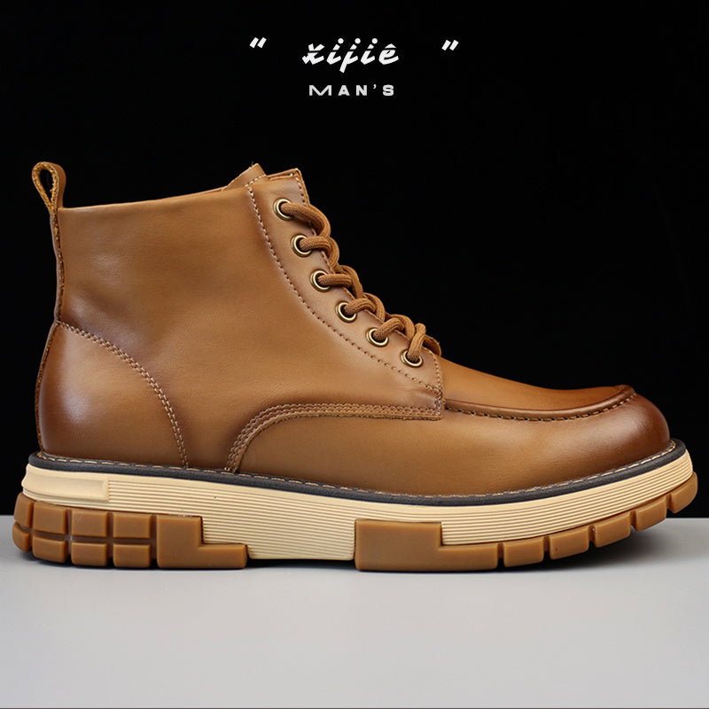 British Style Leisure Outdoor Tooling Martin Boots Men's Shock Absorbing Thick Sole