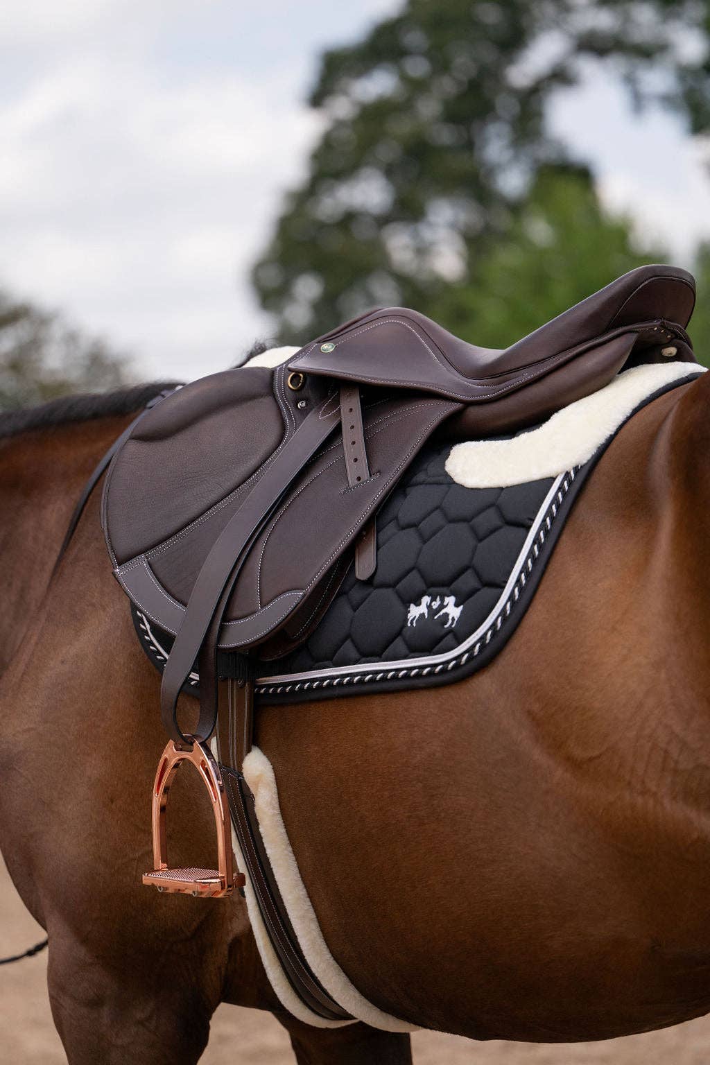 Equine Couture Luxe Saddle Pad with White Sherpa Fleece lining