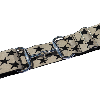 Snaffle Comfort Fit Belt - Cream with Black Stars (2" wide)