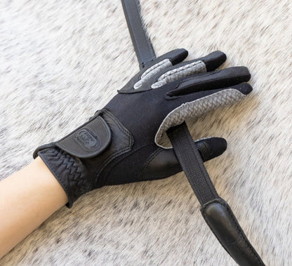 Oil-Tac Copper Tech™️ Leather Premium Riding Glove in Black