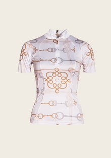 Espoir Cable White Quarter Zip Show Sun Shirt long Sleeve