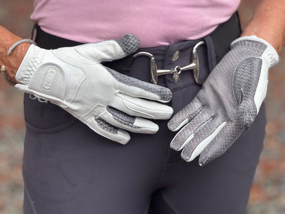 Oil-Tac Copper Tech™️ Leather Premium Riding Glove in White