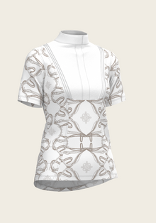 Short Pleated Roped Bridles on White Short Sleeve Show Shirt