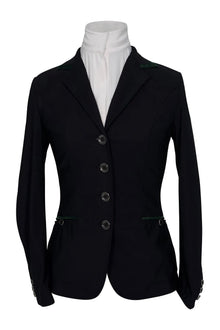 Grand Prix Saltare Premio 4 Button Riding Show Coat, Black with Dark Green