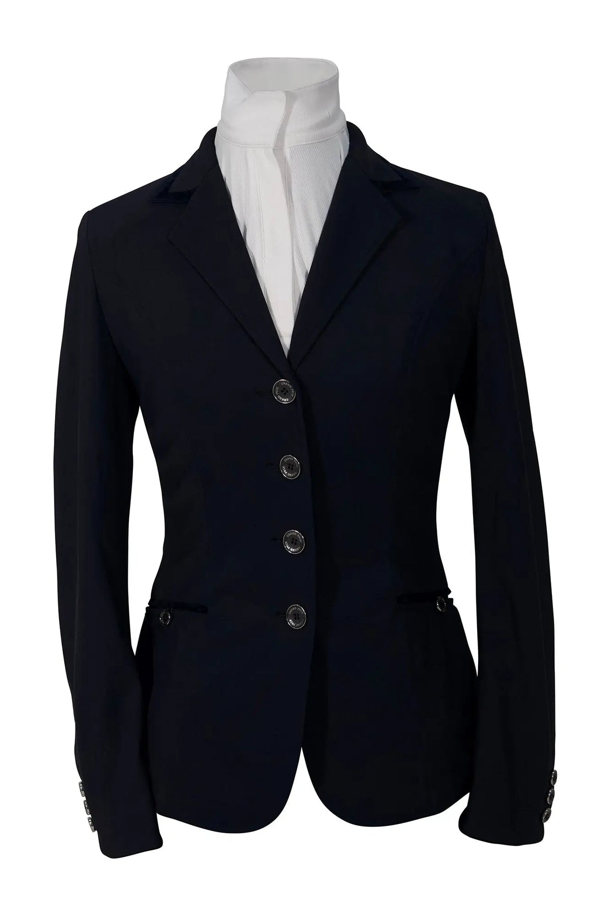 Grand Prix Saltare Premio 4 Button Riding Show Coat, Navy with Navy