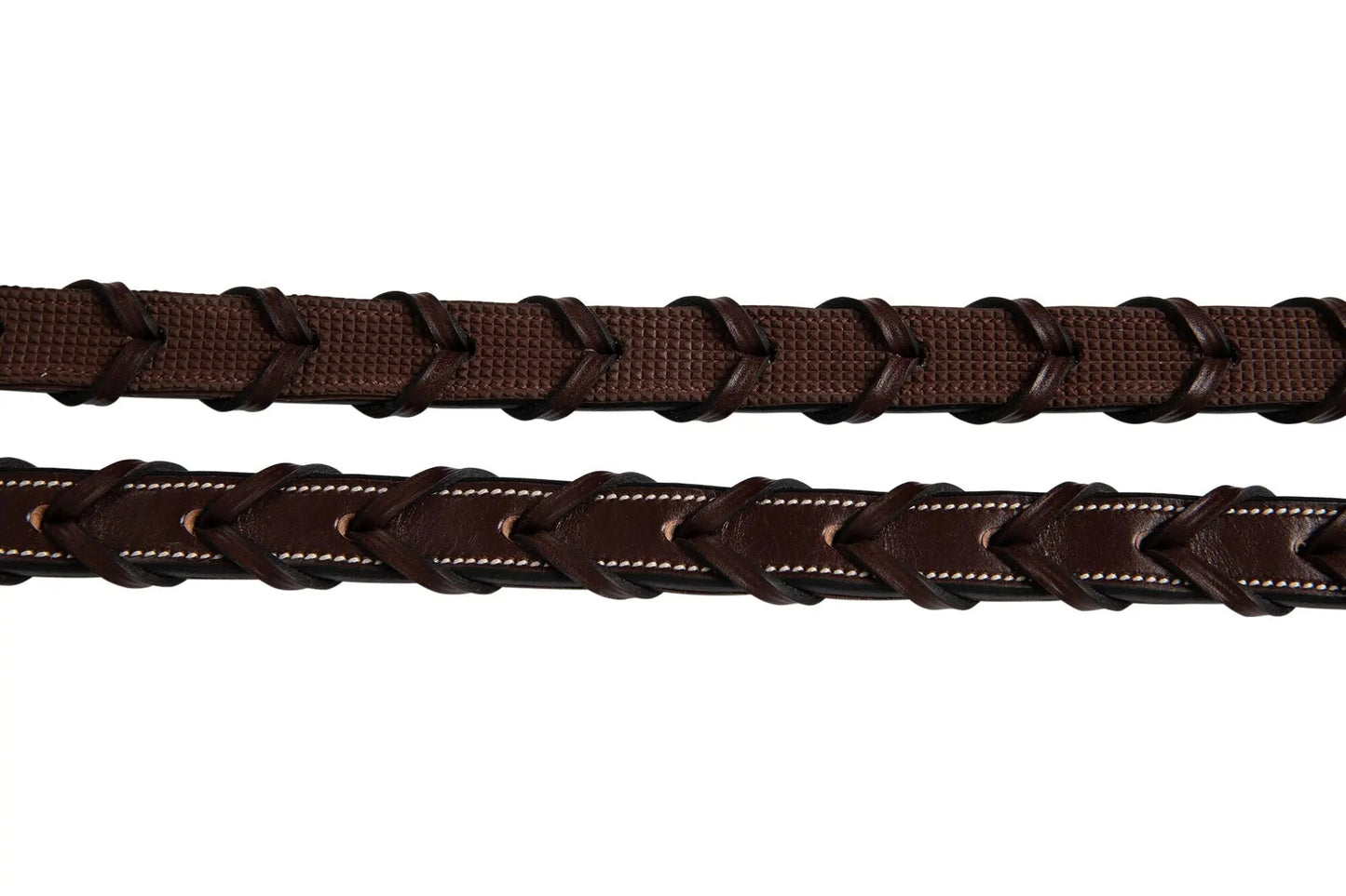 Huntley Equestrian Fancy Stitched Rubber Lined Laced Reins, Size Full