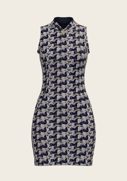 Espoir Running Horse Navy Dress