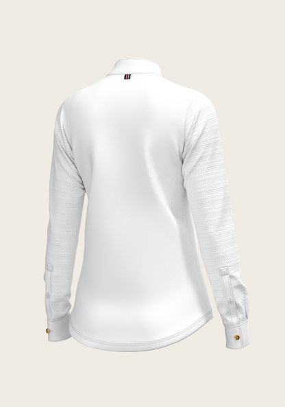  White with Navy Stripes Inner Details Long Sleeve Show Shirt