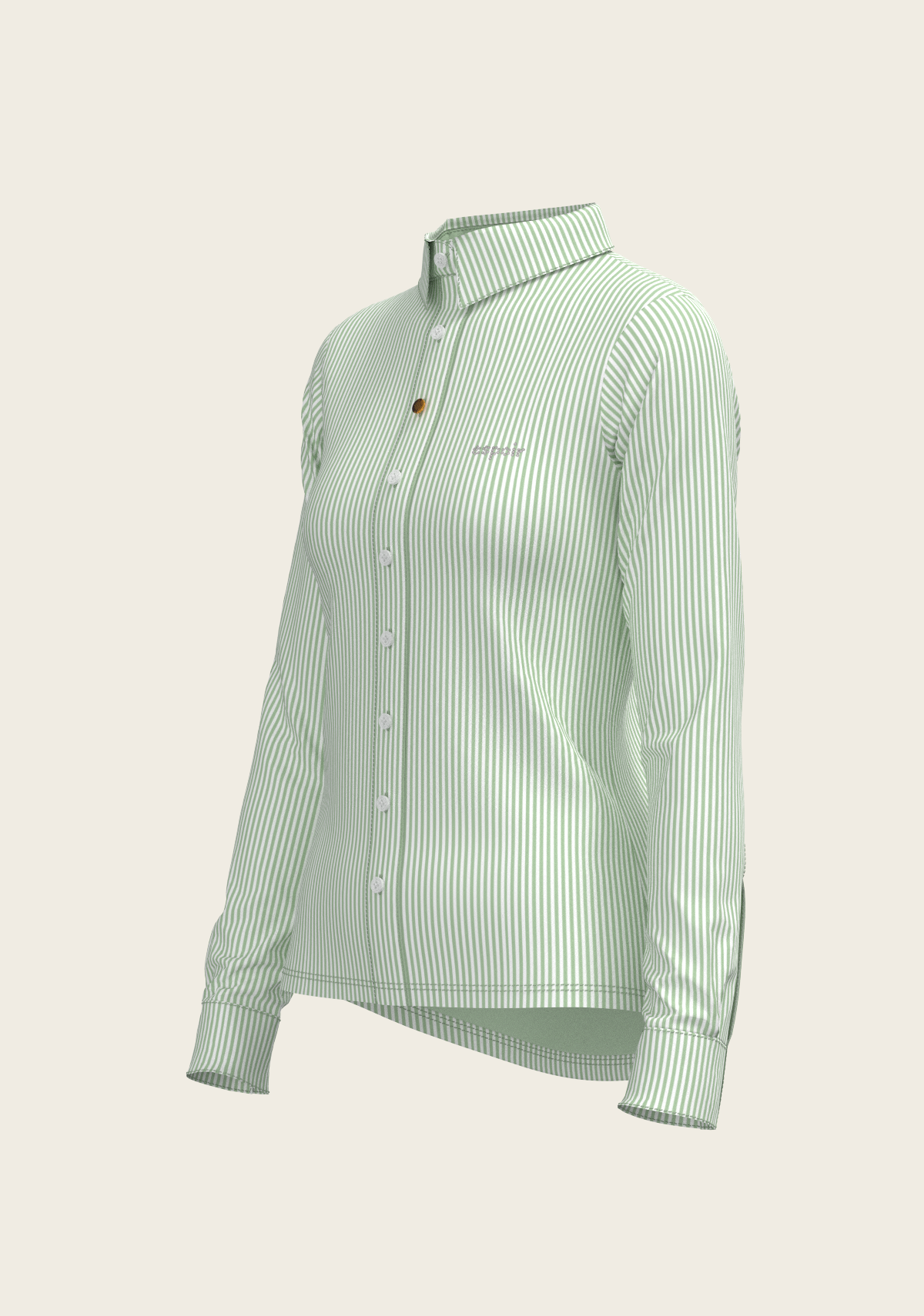 Stripes on Lime Ladies Button Shirt