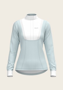  Stripes in Sky Blue Short Pleated Long Sleeve Show Shirt