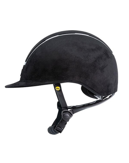 Tipperary Windsor with MIPS Wide Brim - Black UltraSuede Shell w/ Chrome Trim and Black UltraSuede Top