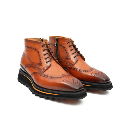 Zipper Brogue Martin Boots 2890 Brown