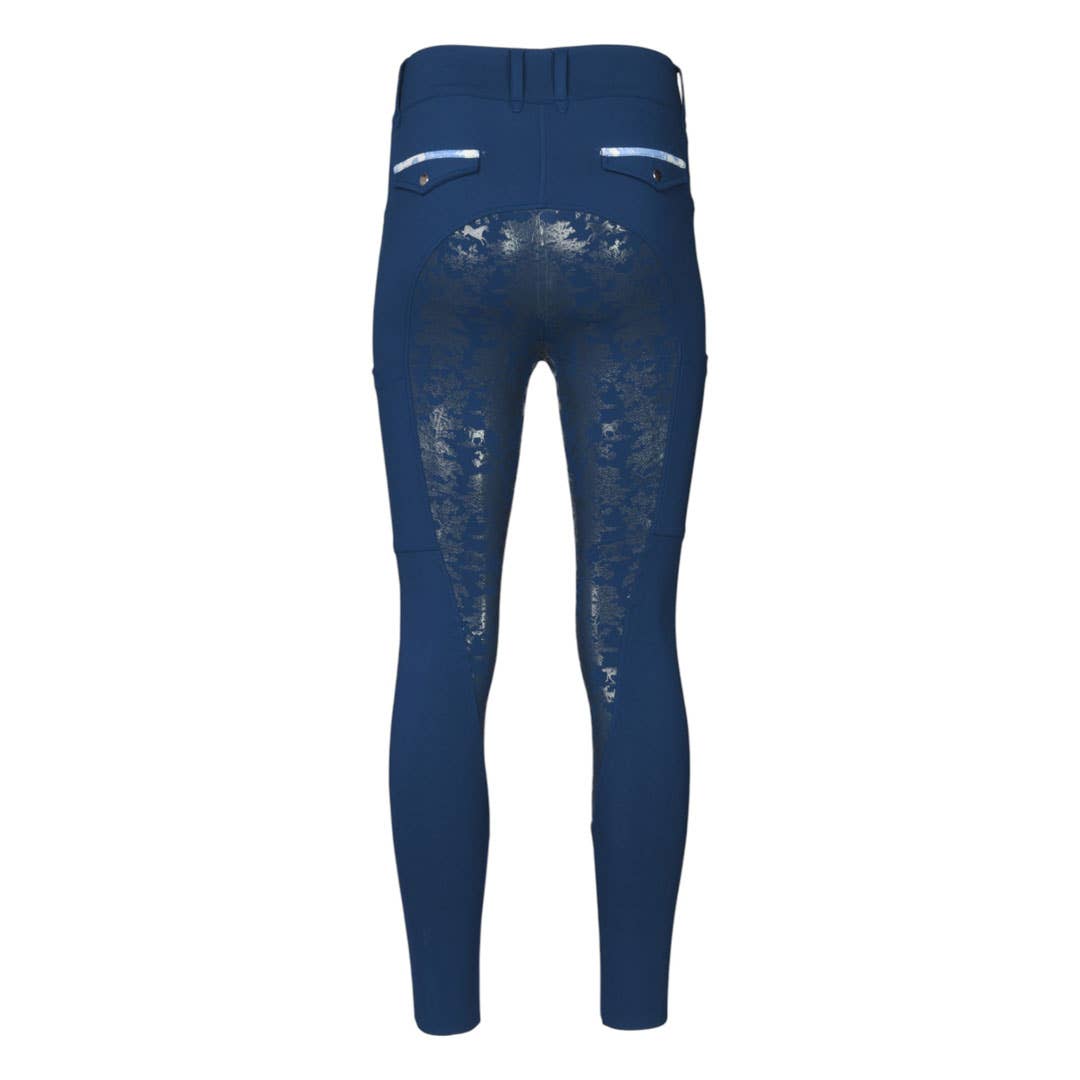 Dapplebay Equestrian Toile Hybrid Silicone Full Seat Breeches-Bright Navy